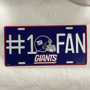 #1 Fan NY Giants New York Football Sports Metal Booster License Plate Front NFL